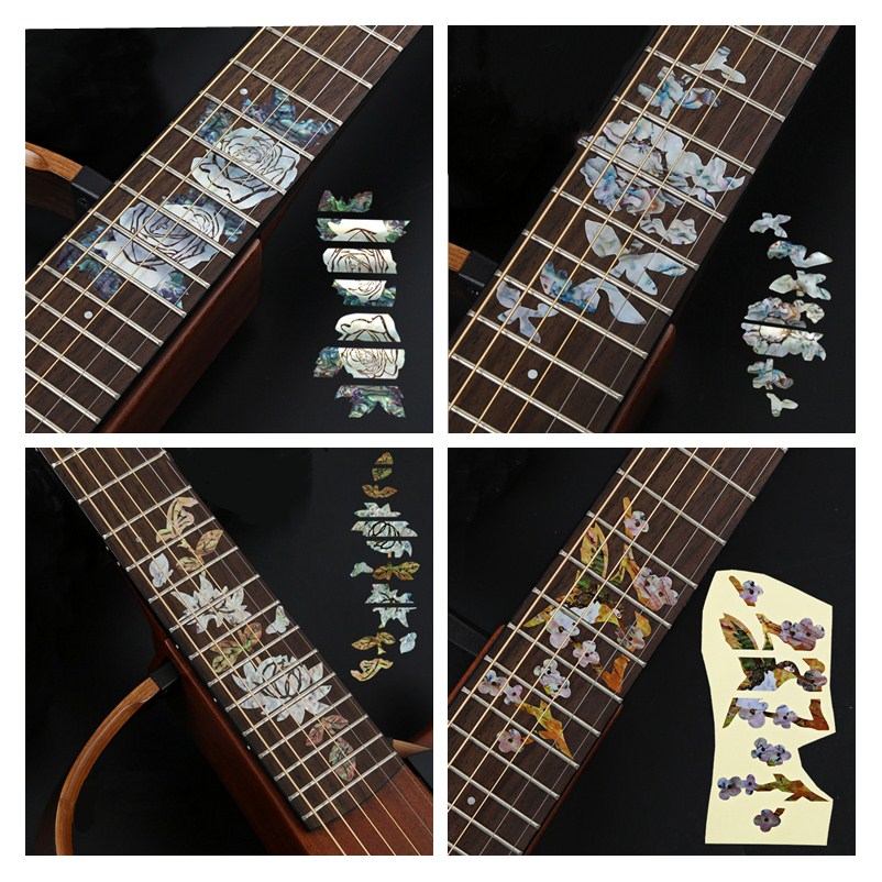 28 Stijlen Cross Inlay Decals Fretboard Sticker Voor Elektrisch Akoestische Gitaar Bas Ultra Dunne Sticker Ukulele Guitarra Accessoires
