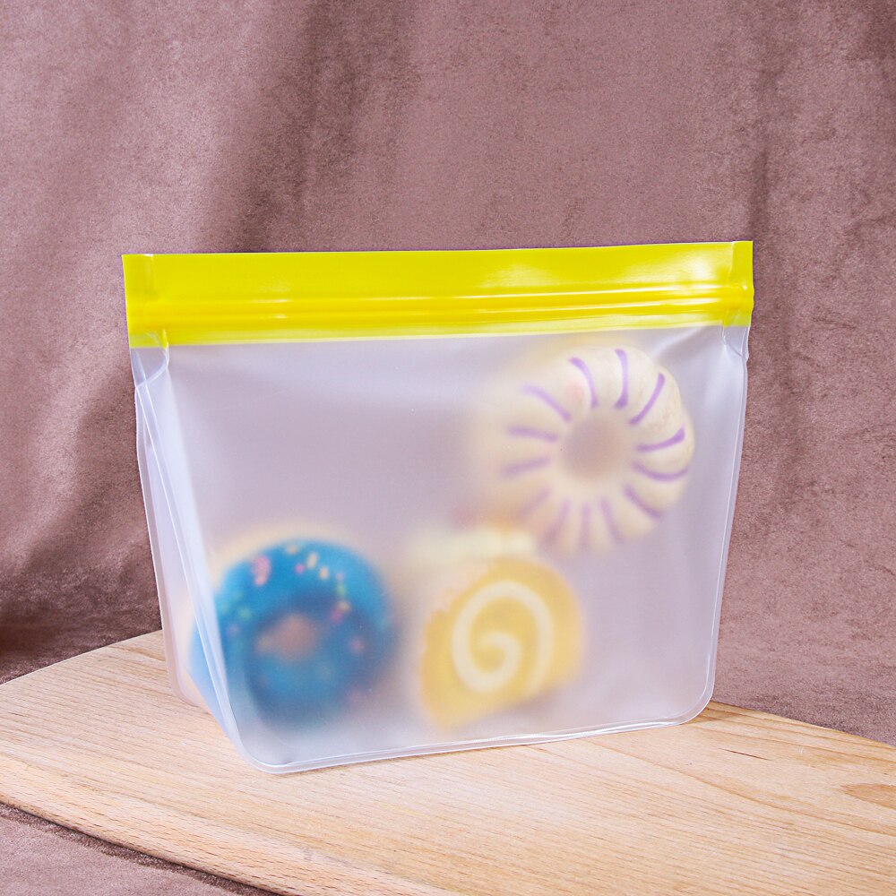 3Sizes Reusable Freezer Silicone Fresh Bag Food Storage Container Stand Up Leakproof Zip Shut Bags Kitchen Organizer