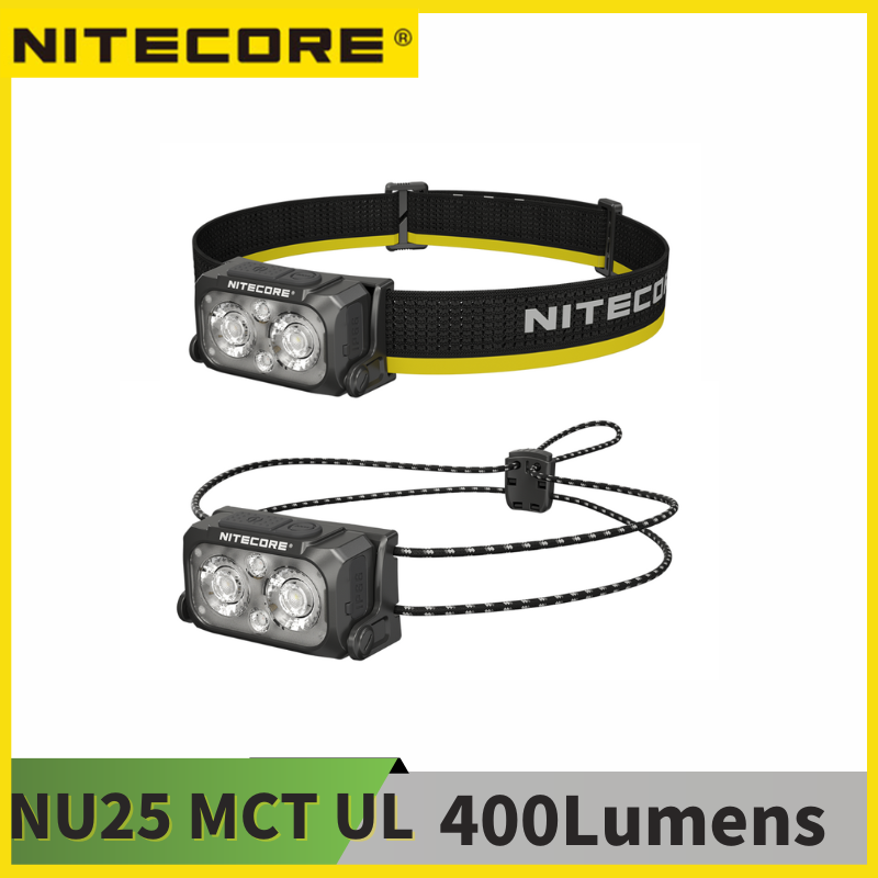 Nitecore  nu25 mct dobbeltstrålende usb-c genopladelig pandelampe 400 lumen indbygget -in 700 mah batteri spotlight + projektør