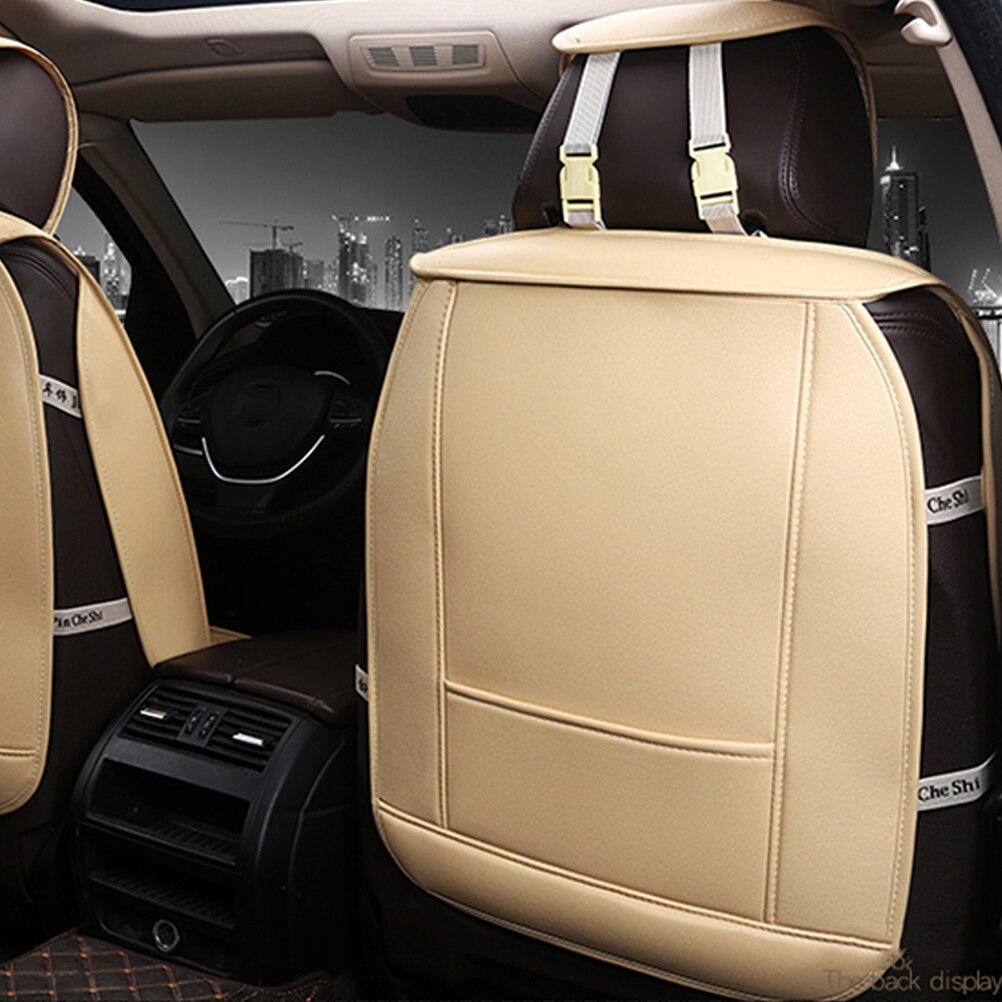 Autostoelhoes van leer, universele autostoelhoes, stofdichte autostoelbeschermer, auto-interieuraccessoire (beige)