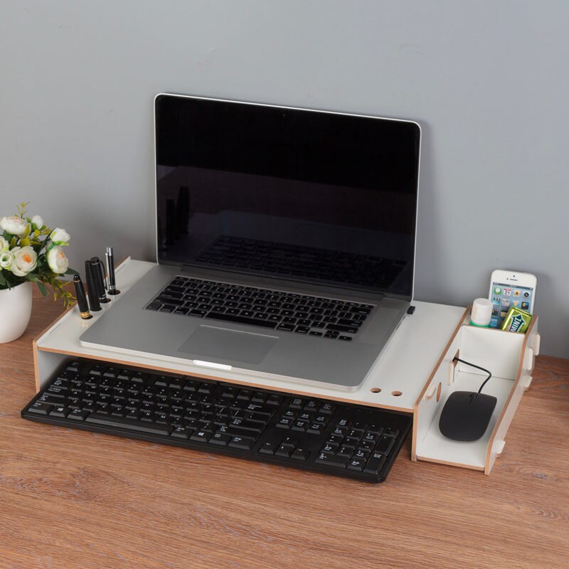 Multifunctional storage rack for Nordic style home simple laptop Phone notebook pen rack laptop stand: White