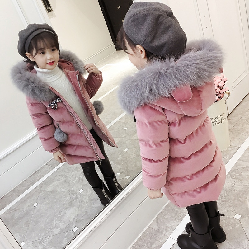 Kinderen Donsjack Winter Jas Voor Meisjes Dikker Meisjes Winterjas Hooded Velour Winter Meisjes Jassen Uitloper 3-12T