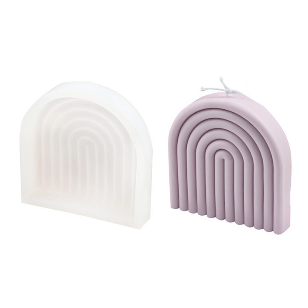 Molde de silicona con arco de arcoíris geométrico para Vela, artesanía 3D hecha a mano, molde de aromaterapia, suministro de fabricación de moldes de soja, novedad: B