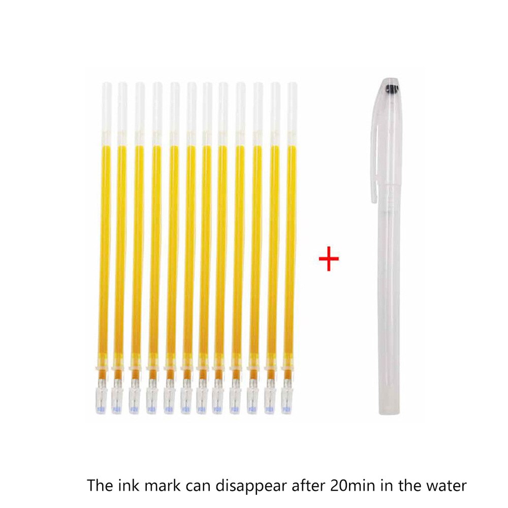 1Set Fabric Markers Pencils Fade Out for Drawing Lines Disappearing Marker Pens PP Multi Purpose DIY Craft Sewing Accessories: Yellow Water vanish