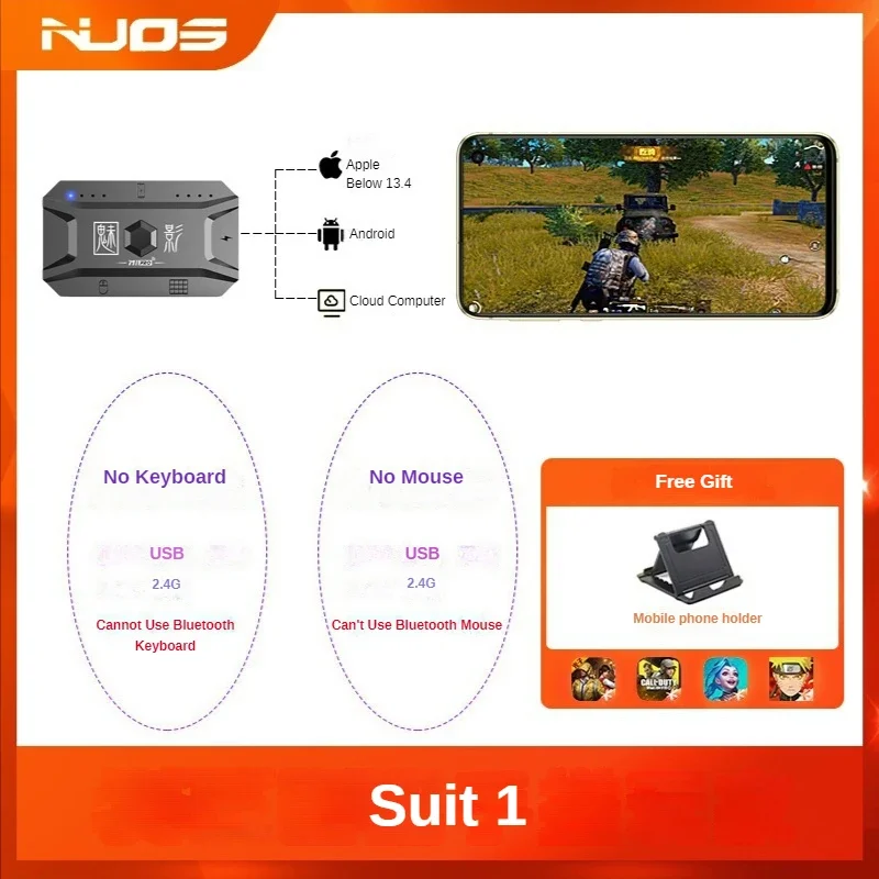 M1 Pro Mobile Game Controller 4-in-1-Maus-Tastatur-Adapter-Konverter BT V5.0 Programmierbarer Adapter, unterstützt IOS Android-System: Gold