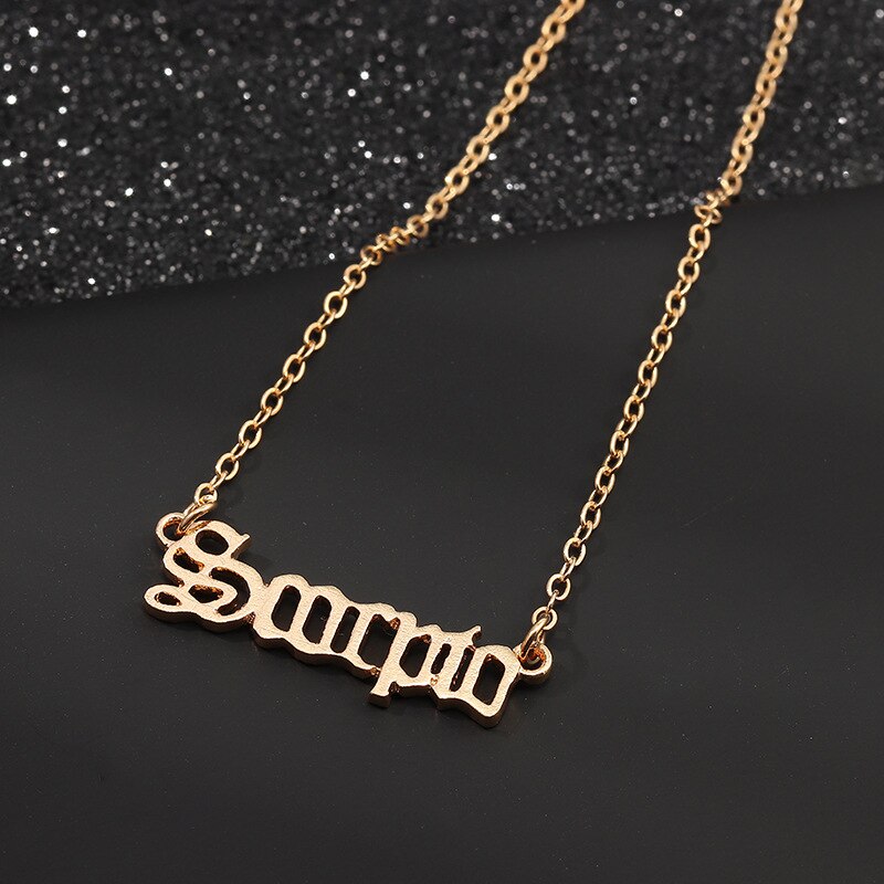 Zodiac Alphabet Necklace Creativity European Girls Twelve Constellation Alloy English Letter Necklaces Jewelry For Women: NZ1526Scorpio