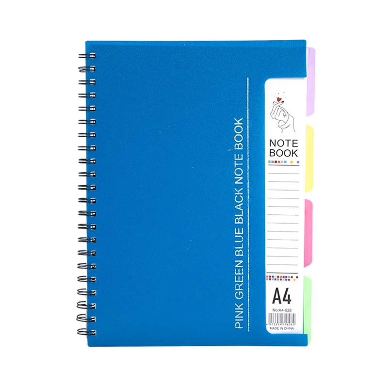96-Sheet Spiral Notebook with 4 Divider Pages A4/A5 Sizes Lined Pages Blue Green Black Rose Wirebound Note Book: Light Grey