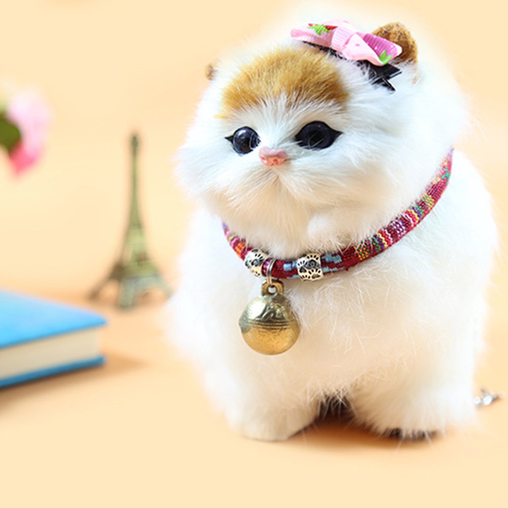 Pet Leash Collar With Big Bell Colorful Ethnic Style Kitten Puppy Necklace Collars for Cats Dogs XHC88