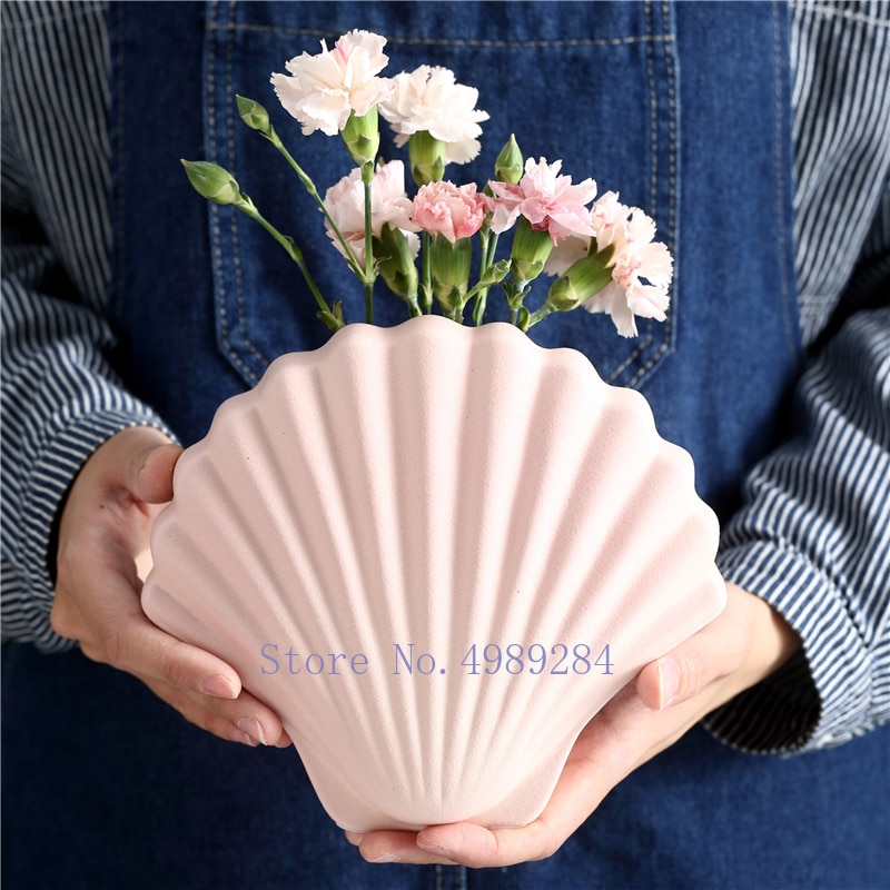 Nordic ceramics vase shell Simulated animal Modern home decorations Flower arrangement Crafts ornaments wedding vases
