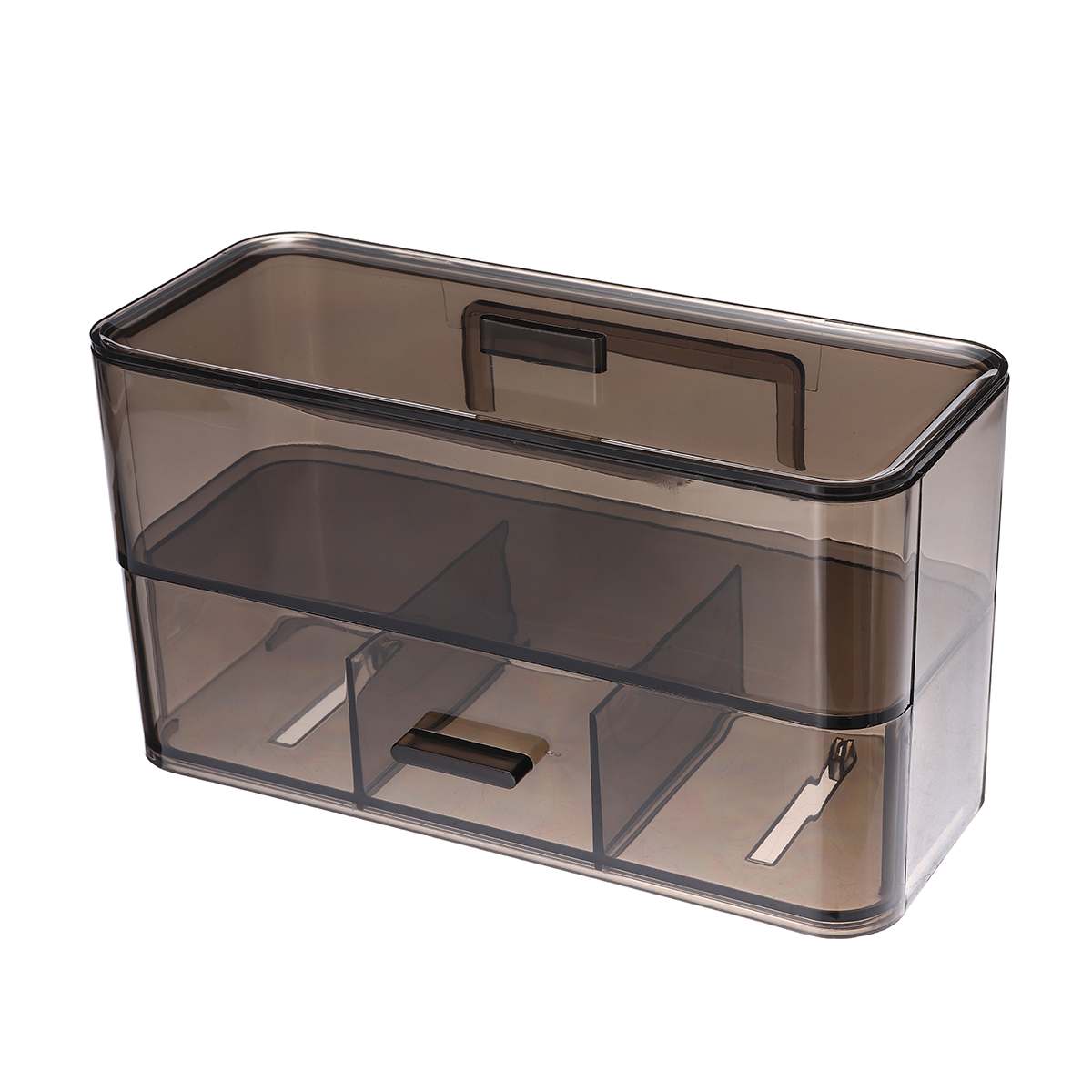 Cosmetic Organizer Storage Box Wall Mounted Clear Makeup Drawers Holder Case 2 Layers Multifunction Makeup Jewelry Storage Box: Gray