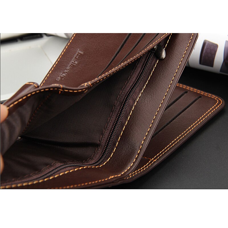 Baellerry Vintage Standard Men's Wallet Leather Trifold Short Wallets Card Holder Male Large Capacity Small Purse Carteira MW396