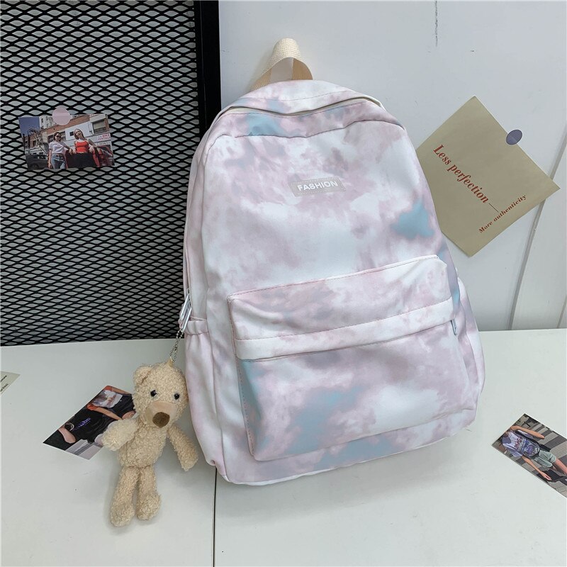 Frauen Schule Rucksack für Teenager Mädchen Nylon Rucksack Beiläufige Damen Reise Bagpack Wiedergabe Rucksäcke Weibliche Mochila: bight Rosa-Anhänger