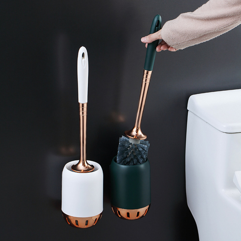 Europæisk stil toiletbørste let luksus blødt uld toiletbørstesæt toilet væghængende langt håndtag plast rengøringsbørste