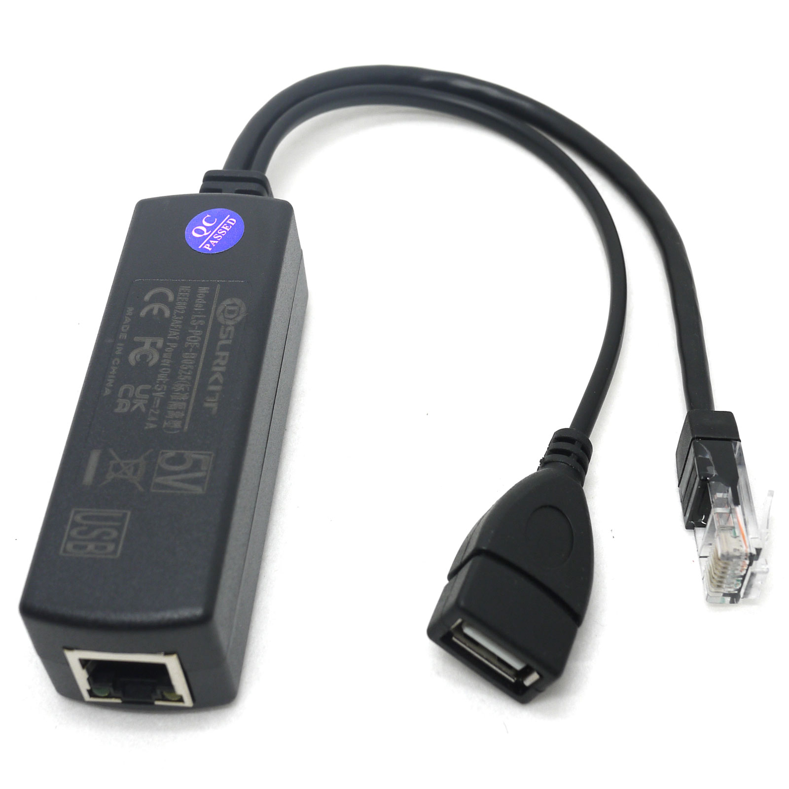 Cable adaptador DSLRKIT Poe activo divisor de 48V A 5V 5,2 V 2.4A USB tipo A hembra 802.3af para tablet