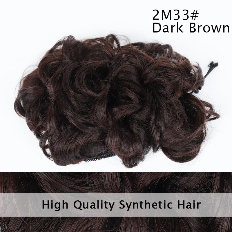 LUPU Messy Hair Chignon Black Brown Donut Updo Synthetic Hair Bun For Women Heat Resistant Fiber Hair Accessories: 2M33
