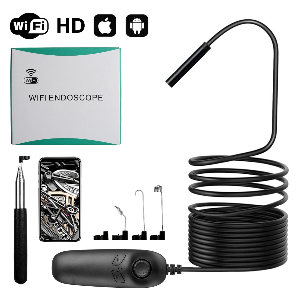 Iphone endoskop 1200p android endoskop kamera wifi kamera semi stift 3.5m/5m/10m kabel vandtæt led lys inspektionskamera