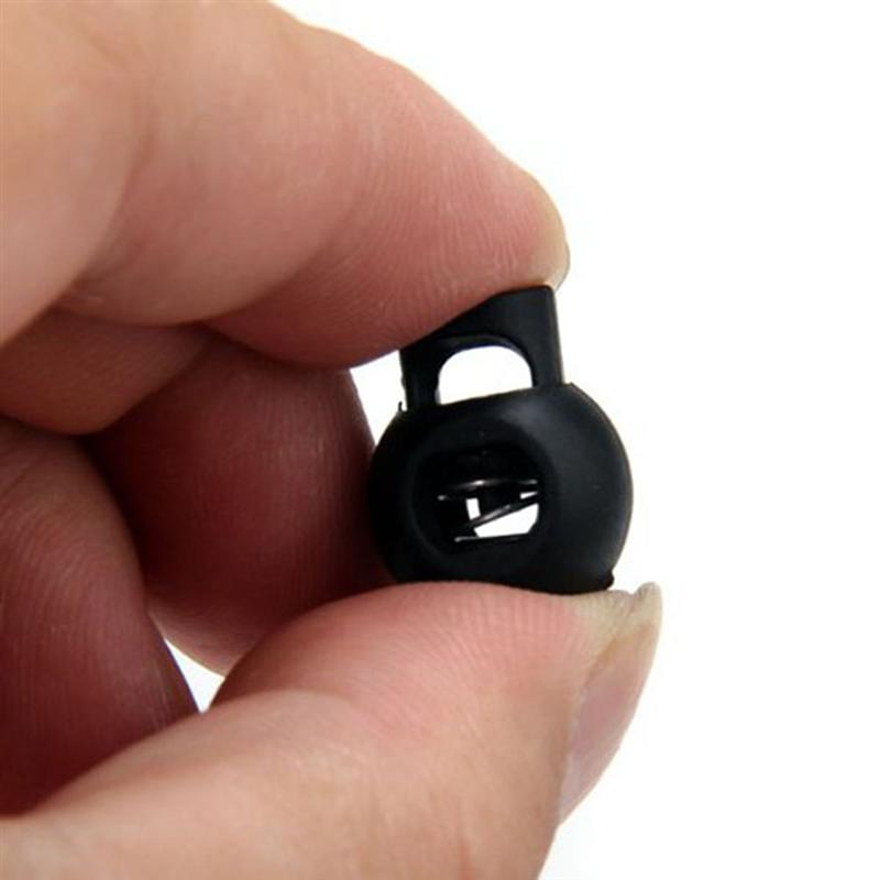 25 Pcs Plastic Toggle Round Spring Toggles Luggage Lanyard Stoppers Spring Loaded Shock Cord Lock End Stoppers (Black)