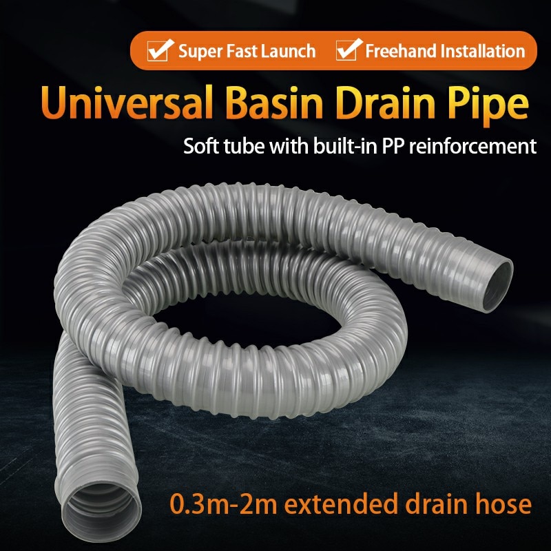 Tubería de drenaje Universal para lavabo, 0,3-2M, diámetro interno de 32MM, extensión, espesa, manguera de repuesto Flexible, pajitas, piezas duraderas