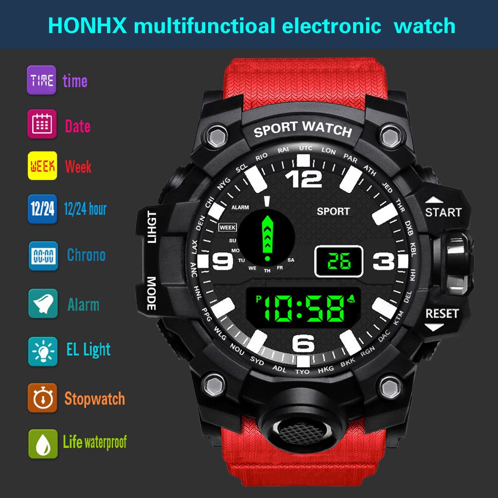 Outdoor Digitale Led Waterdichte Polshorloge Sport Digitale Horloge Luxe Mannen Analoge Elektronische Horloge Montre Numérique