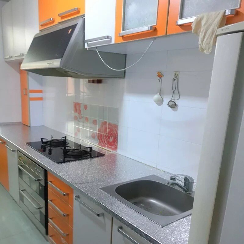40x200cm Kitchen Back splash Wallpaper Stickers Self Adhesive Aluminum Foil Stickers Oil Proof Waterproof Kitchen Stove Sticker