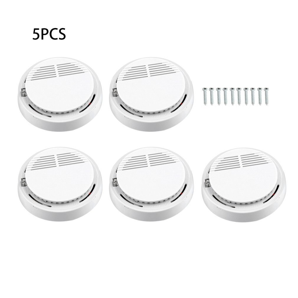 2/5/10pcs Fire Smoke Sensor Alarm Sensitive Photoelectric Independent Fire Smoke Detector for home security alarm system: 5 pcs