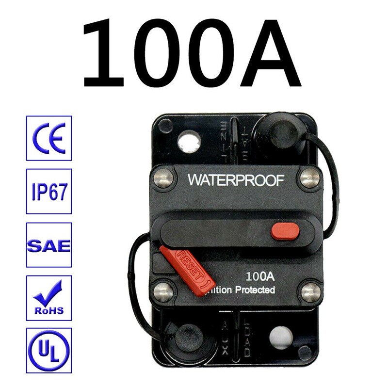 Circuit Breaker Fuse Reset 60A-300A AMP 12-48V DC Car Boat Auto Waterproof: 100A