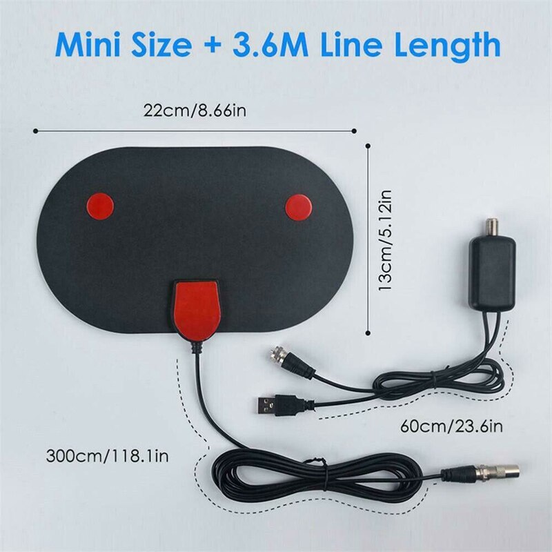 Queen.Y Antenna TV Interna Con Amplificatore, Ricezione Fino A 980 Miglia Per 4K HDTV VHF/UHF - 2