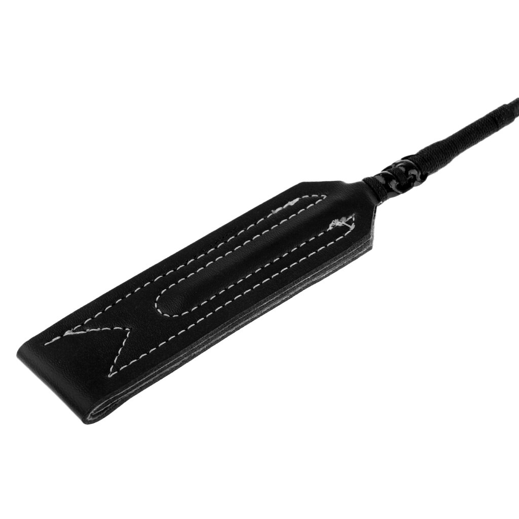 Riding Crop with Leather Slapper and Fiberglass Shaft - Durable and Nonslip - Black Equestrian Jump Bat 25"