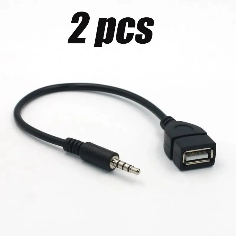 1/10 stks Zwarte Auto AUX Audio Kabel Naar USB Audio Kabel Auto-elektronica voor Muziek afspelen Auto Audio Kabel USB Hoofdtelefoon Converter: Overige