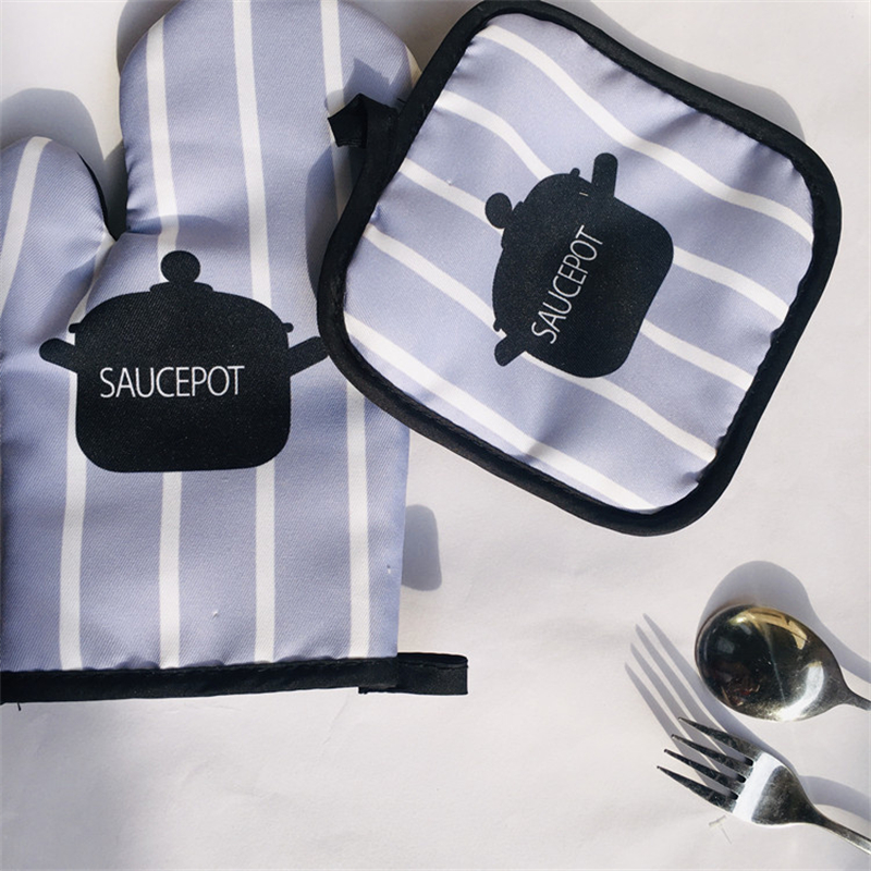 2 teil/satz BBQ Handschuh Mikrowelle Backen Baumwolle Nette Backofen Handschuhe Wärme Beständig Leinen Topflappen Nicht-Unterhose Küche Kochen Werkzeuge handschuh