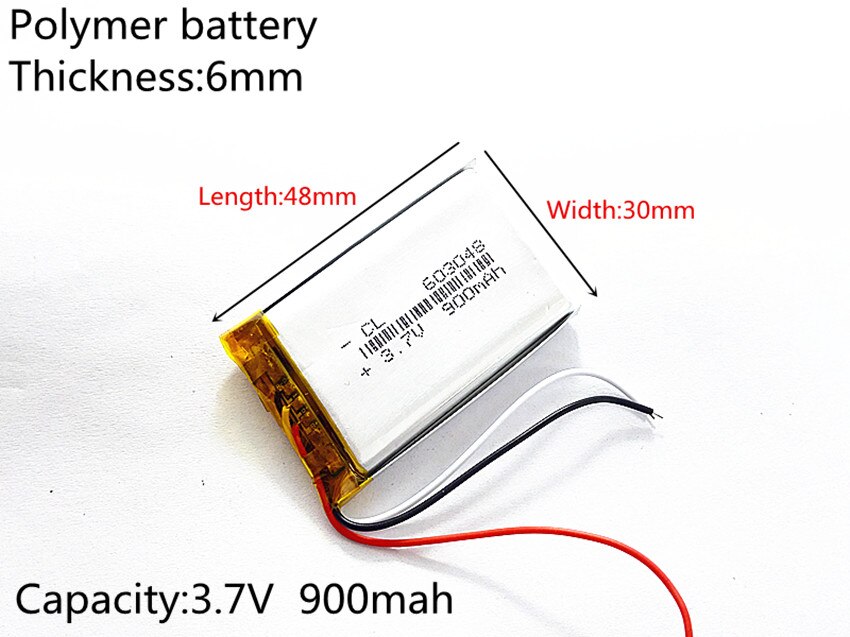 3 line 3,7 V,900mAH,[603048] PLIB (batería de polímero de iones de litio/Li-ion) para dvr;mp5,GPS,mp3,mp4, teléfono celular, altavoz