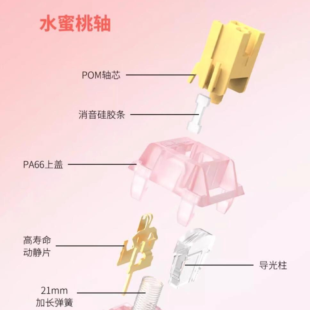 Outemu Silent Peach V3 Switch Lubed Silent Lemon V3 Switches Mechanical Keyboard Linear Tactile 5Pin swap PA66 Pre Lubed POM