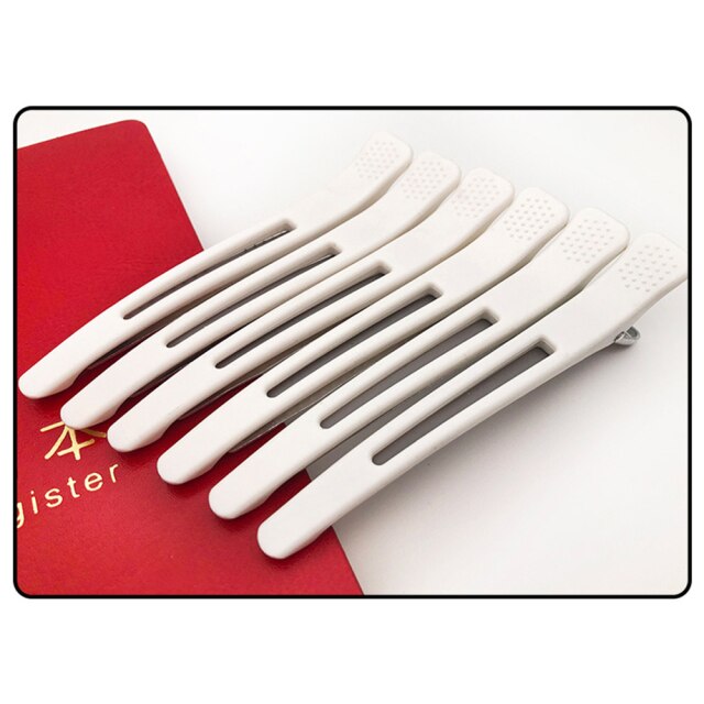 Pinces à cheveux noires pour Salon de coiffure, 6 pièces, en bouche de canard, plates, accessoires pour couper les cheveux, Diy, maison: White