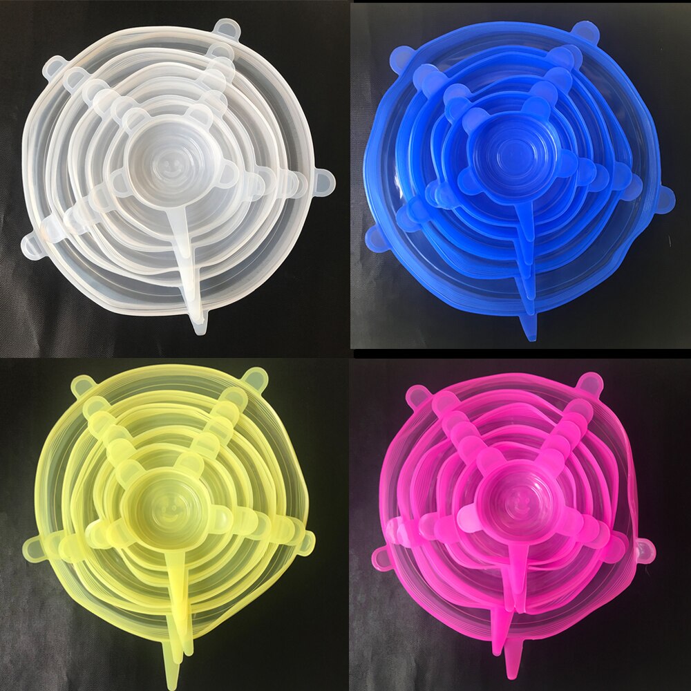 6 pièces/ensemble couvercle en Silicone alimentaire couvercles en Silicone universels, pour ustensiles de cuisine bol réutilisable couvercles extensibles accessoires de cuisine couvercle de bol