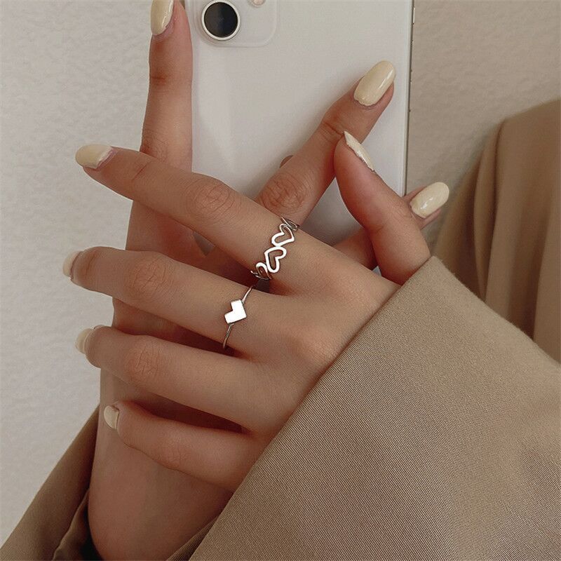Double Finger Chain Rings for Women Alloy Adjustable Open Finger Ring Party Trend Jewelry: 11