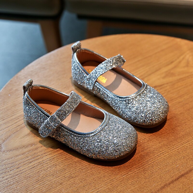 Outono menina princesa sapatos moda cor sólida lantejoulas sapatos da menina do bebê plana crianças sapatilhas da criança sapatos tamanho 21-30 sh073