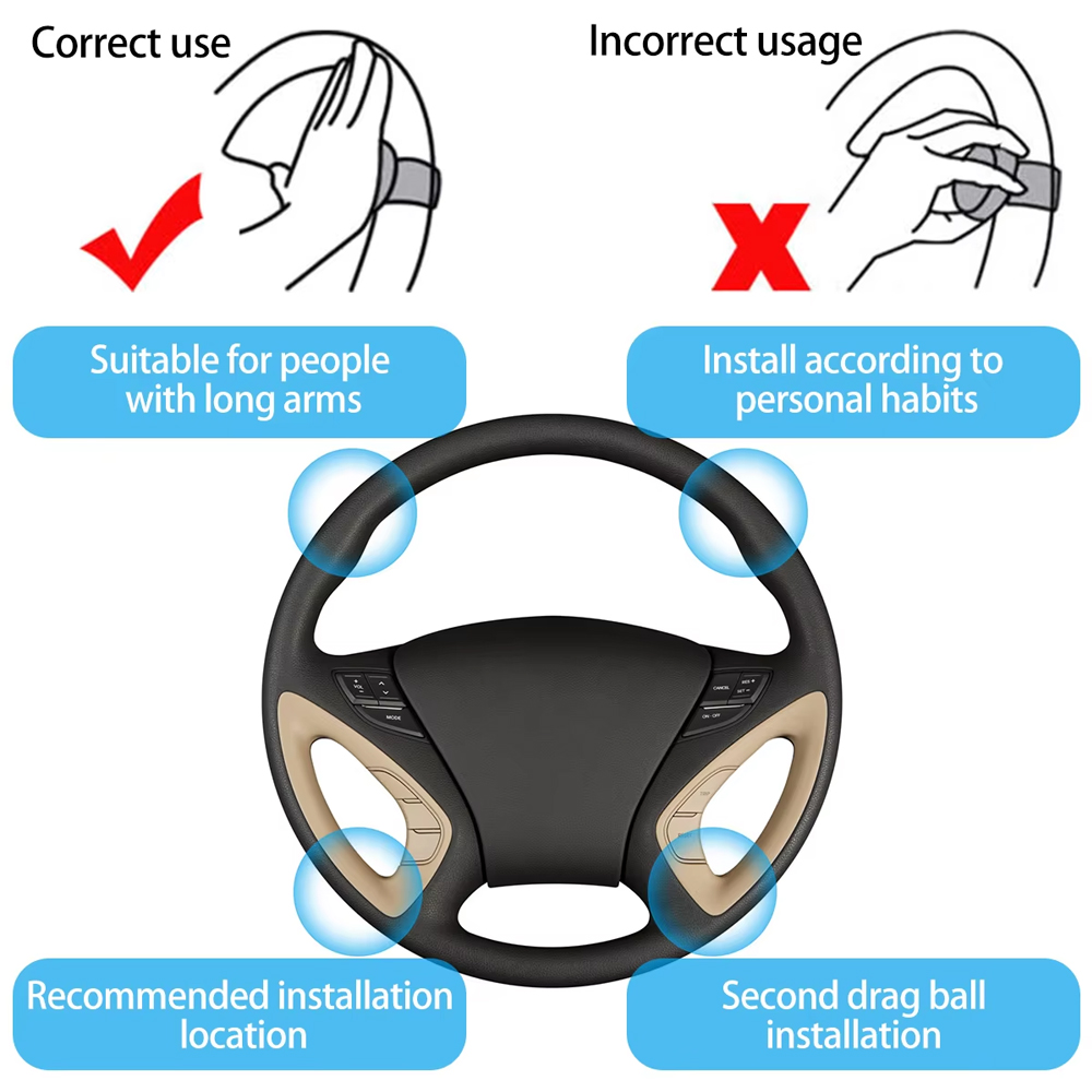 Perilla giratoria para volante de coche, mango de bola para volante giratorio con perilla giratoria, potenciador Universal para volante