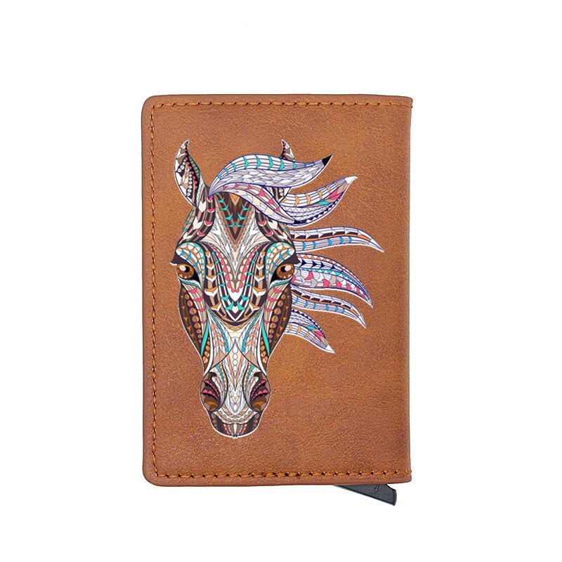 Classique cheval Unique impression numérique porte-carte portefeuille décontracté hommes femmes en cuir Pu court sac à main