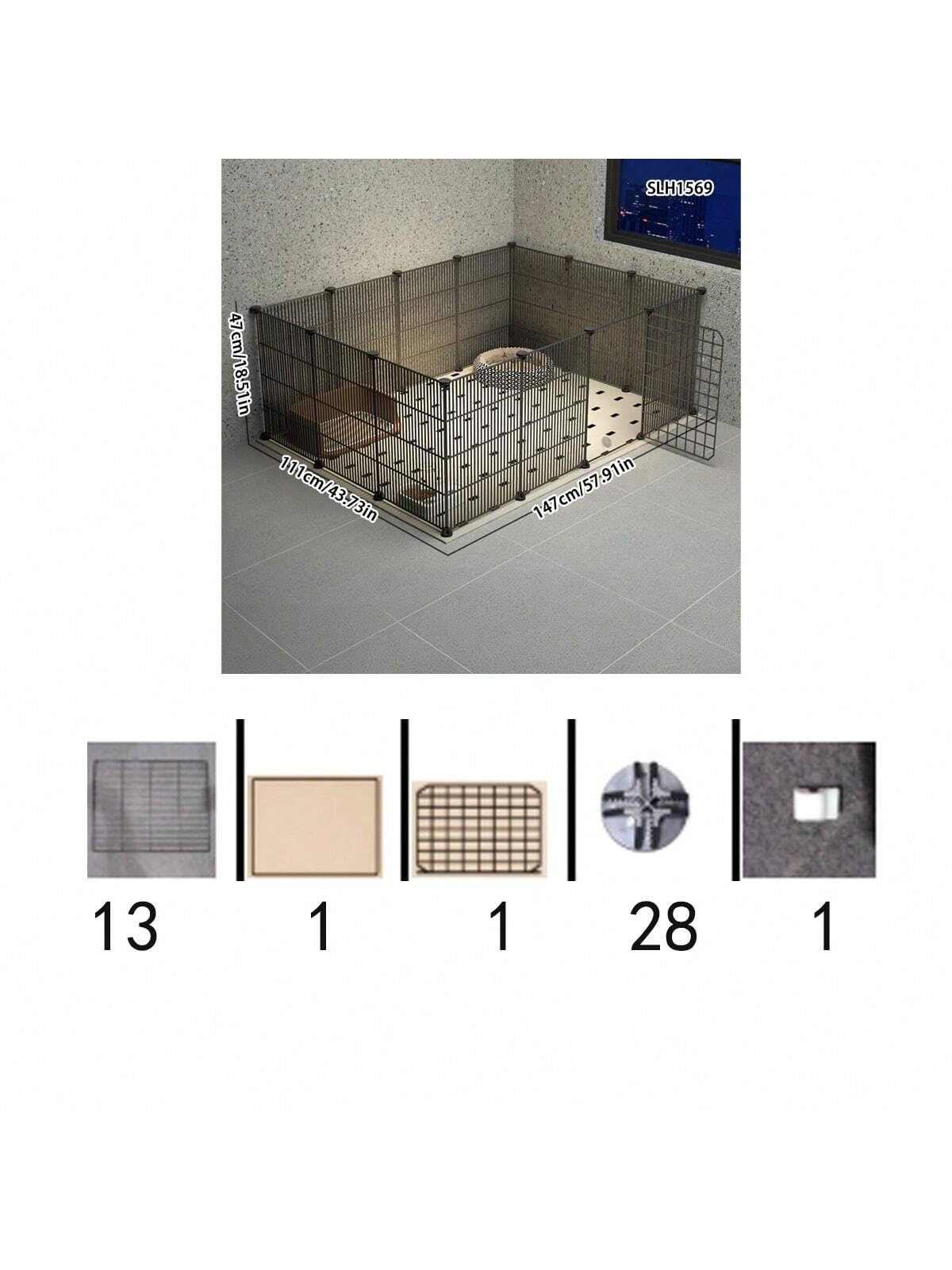 Pet enclosure Indoor home free assembly Teddy fence tight mesh small puppy escape proof dog cage: Blue