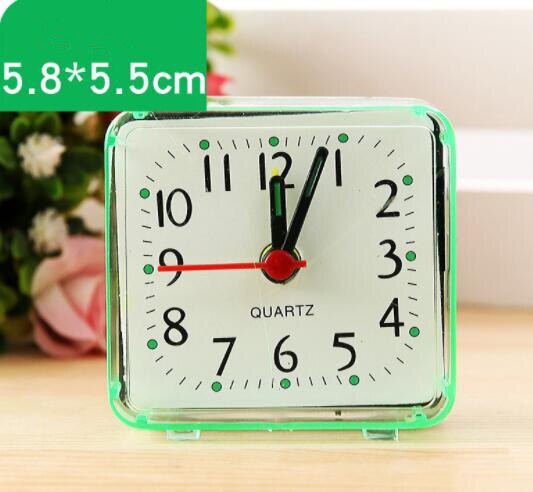 Square table clock Small Bed Compact Travel Quartz Beep desk Clock Cute Portable electronic desk clock masa saati: green