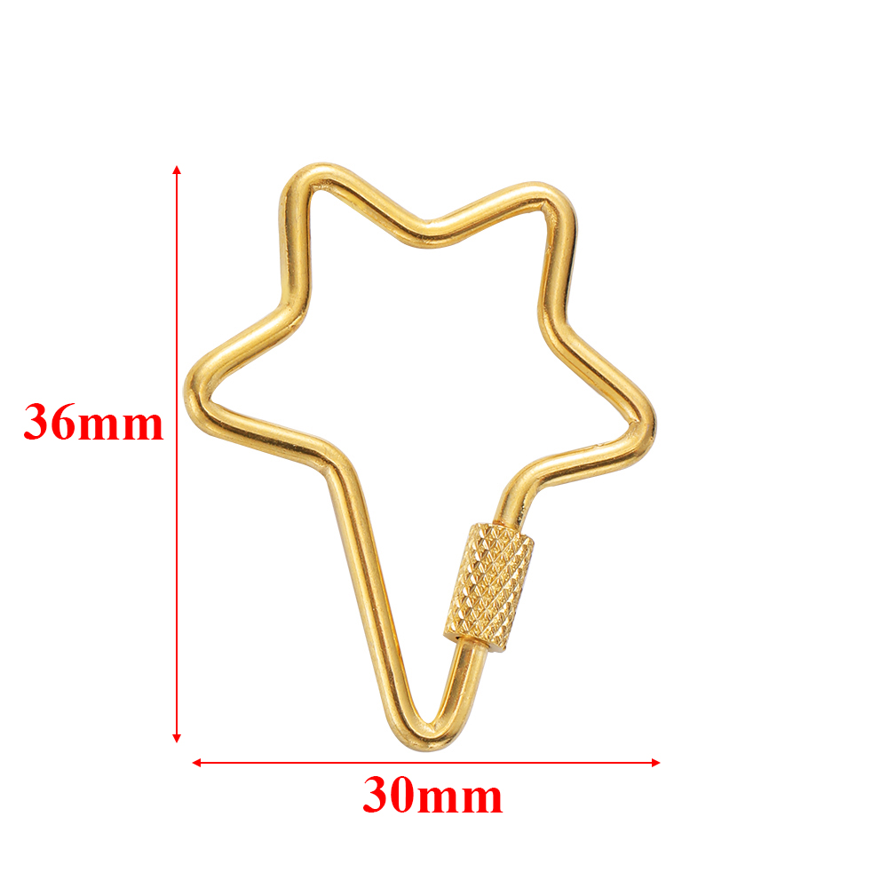 4 stk. rustfri stål guld hjerte stjerne skruelåse store karabinhager til gør-det-selv halskæde armbånd nøglering fremstillingsforsyninger: Guld
