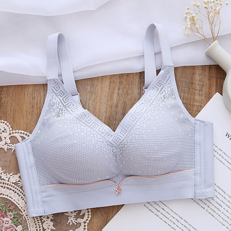 Spring Summer Ladies No Steel Ring Bra Anti-Sagging Latex Cotton Underwear Soft Father Tube Top Small Chest Breathable Bra