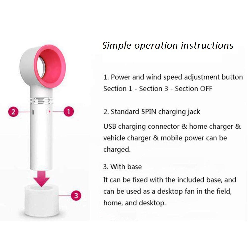 Bureau Ventilator Draagbare Usb Wingless Elektrische Ventilator Handheld Mini Bladeless Geen Blad Ventilator Voor Tafel Kantoor Slaapkamer Outdoor fans