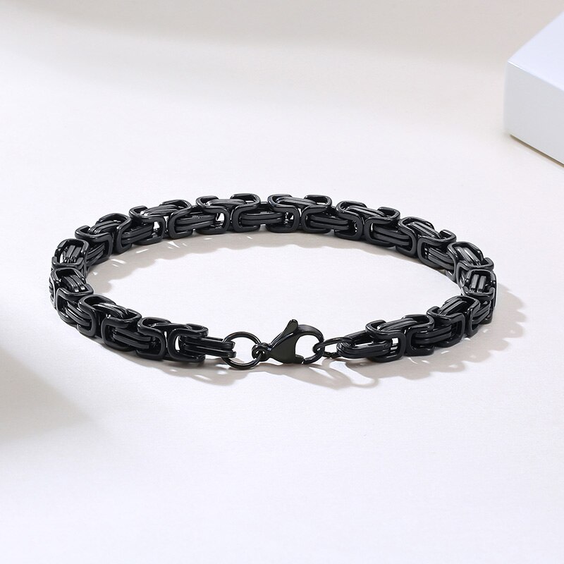 Acier inoxydable avec lien byzantin et BRACELET à chaîne pour homme
