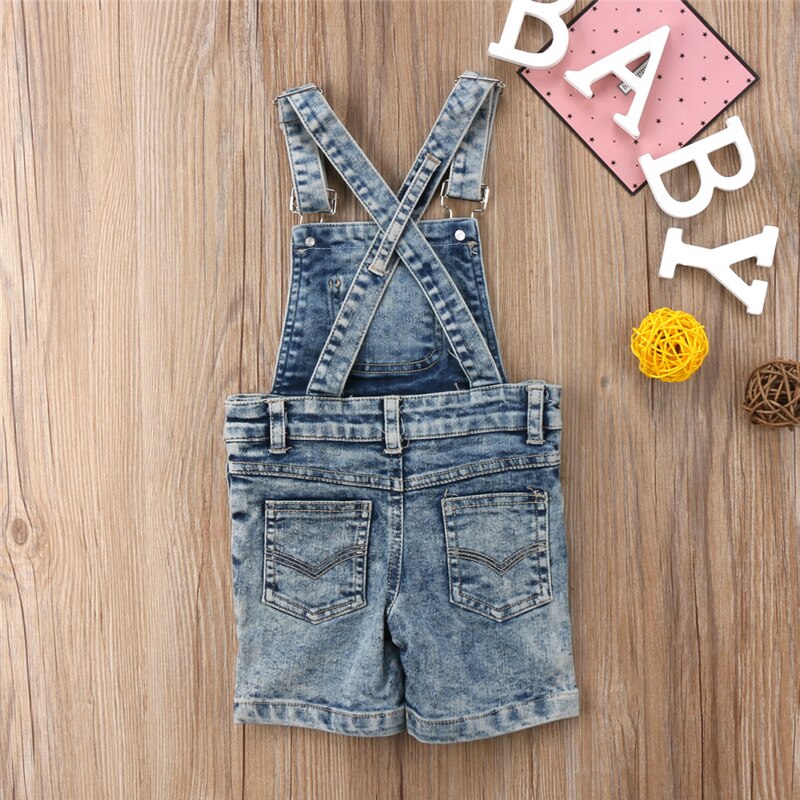 Søde børn baby piger drenge denim smækbukser romper shorts overalls outfits tøj baby dreng stropper shorts overalls denim