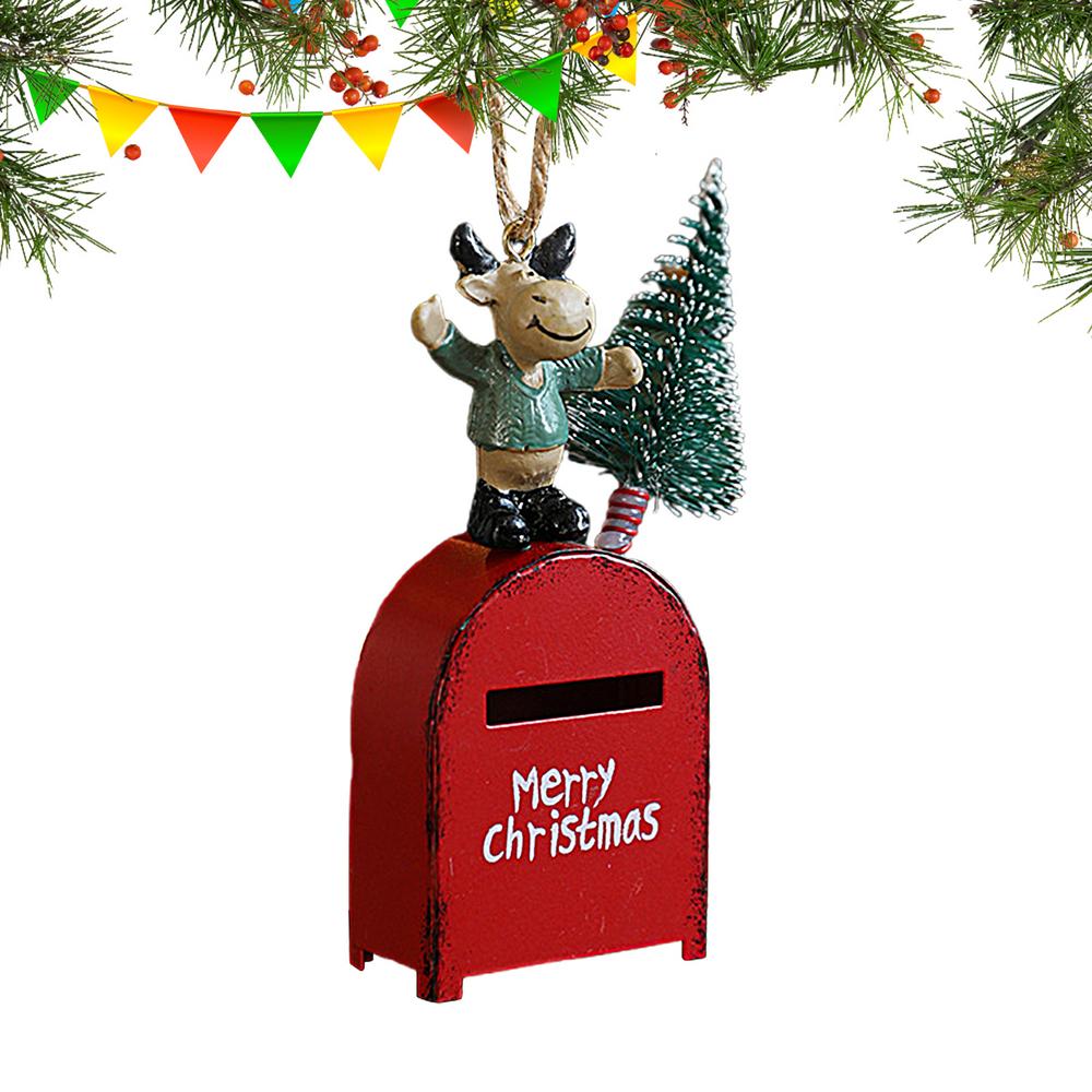 Christmas Mailbox Ornament Letters To Santa Mailbox Hangable Home Decorations Classic Mailbox Decorations For Christmas: GRAY