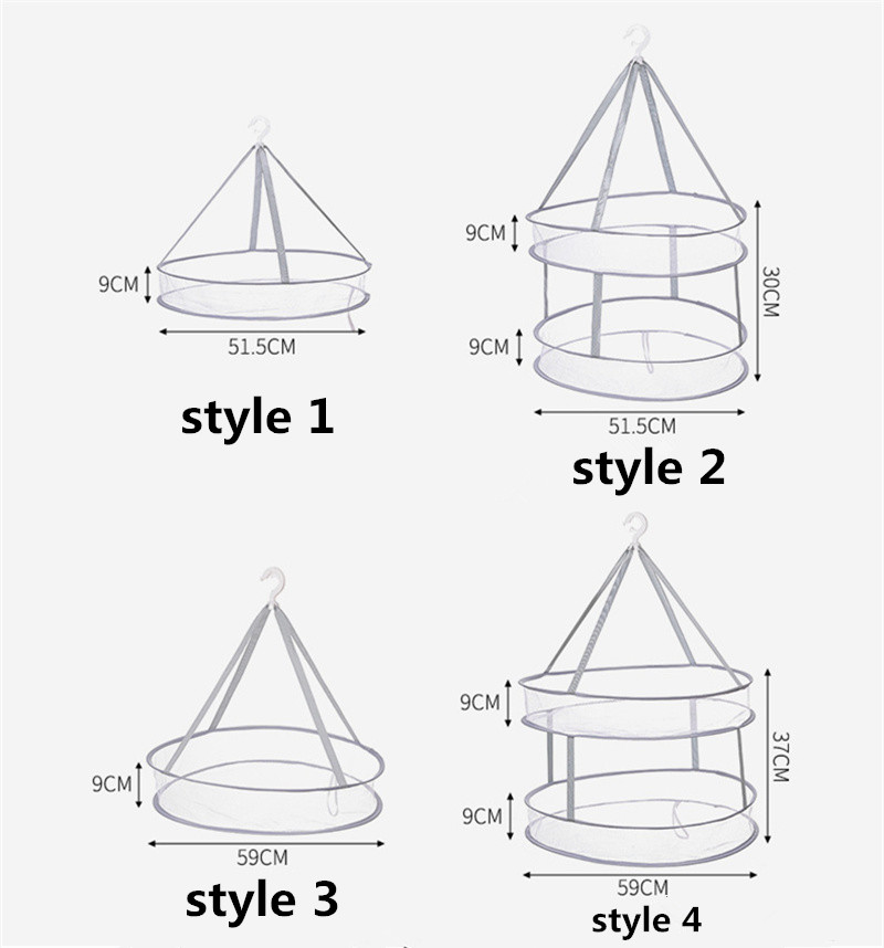 1/2/3 Layer Folding Clothes Drying Rack Hanging Clothing Basket Dryer Toys Socks Drying Net Solid Mesh Laundry Basket Household