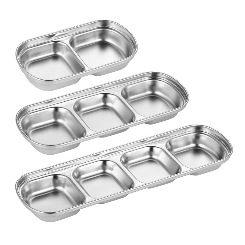 Japanese And Korean Stainless Steel Double Layer Multiple Sizes Plate Flavor Dish Dip