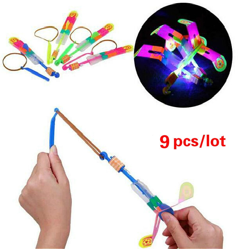 9 Pcs LED Flying Light toy Arrow Flash Helicopter Flying Emitting baby Toys LED Lights Children Toys Xmas Outdoor