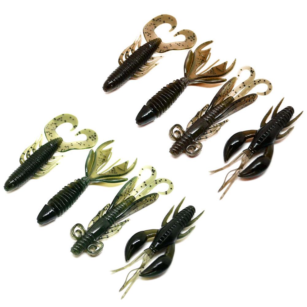 4 PCS Fishing Lures Soft Strange Shape Bait Crayfish Glass Shrimp Oxtail Tail Maggot 2G Lure Fishing Hammer Artificial Bait Set